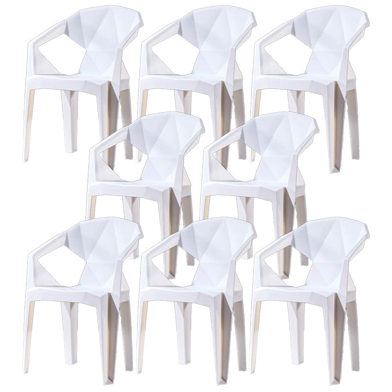Modern Style Arm Chair Plastic Indoor Stackable Dining Chair White 8 Piece Set Clearhalo 'Dining Chairs' 'Dining Tables & Seating' 'dining_chair' 'furn' 'furn_dining_chair' 'Furniture' 'furniture_dining_chair' 'Kitchen & Dining Furniture' 5004721