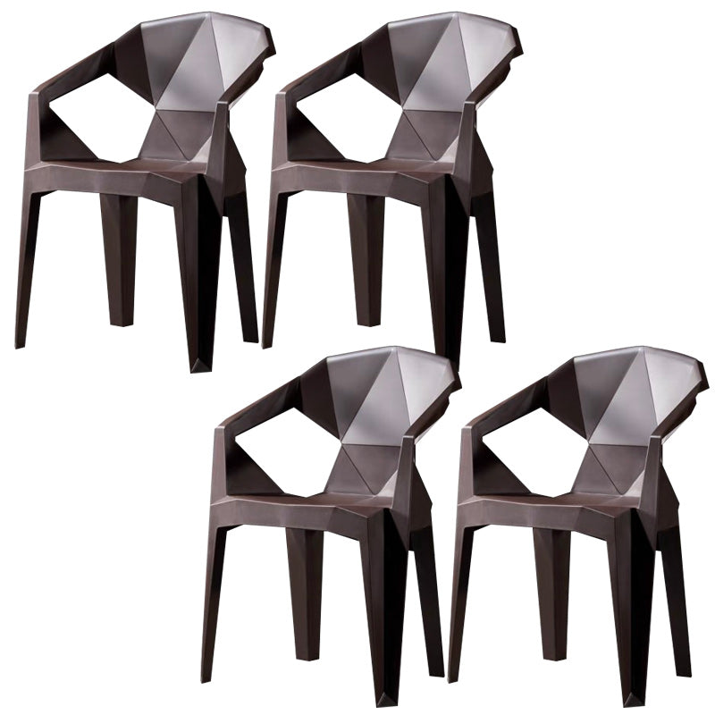 Modern Style Arm Chair Plastic Indoor Stackable Dining Chair Coffee 4 Piece Set Clearhalo 'Dining Chairs' 'Dining Tables & Seating' 'dining_chair' 'furn' 'furn_dining_chair' 'Furniture' 'furniture_dining_chair' 'Kitchen & Dining Furniture' 5004723