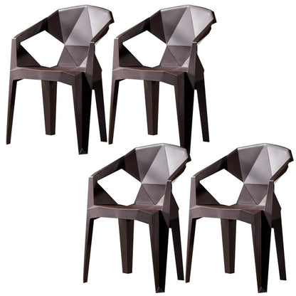 Modern Style Arm Chair Plastic Indoor Stackable Dining Chair Coffee 4 Piece Set Clearhalo 'Dining Chairs' 'Dining Tables & Seating' 'dining_chair' 'furn' 'furn_dining_chair' 'Furniture' 'furniture_dining_chair' 'Kitchen & Dining Furniture' 5004723