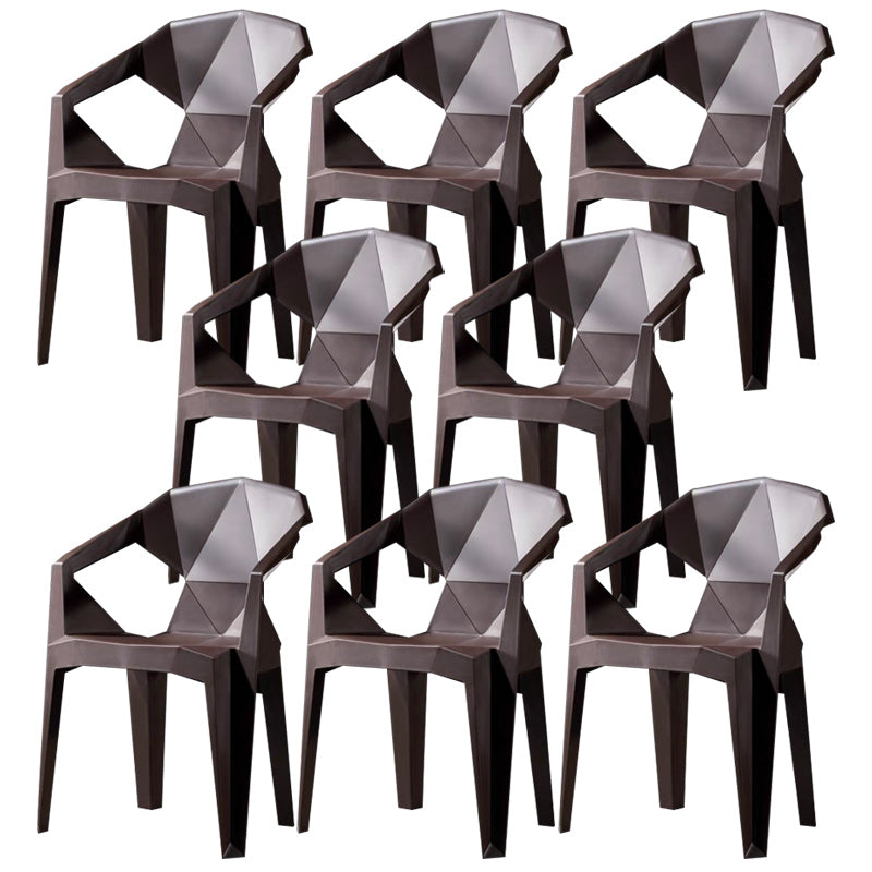 Modern Style Arm Chair Plastic Indoor Stackable Dining Chair Coffee 8 Piece Set Clearhalo 'Dining Chairs' 'Dining Tables & Seating' 'dining_chair' 'furn' 'furn_dining_chair' 'Furniture' 'furniture_dining_chair' 'Kitchen & Dining Furniture' 5004726