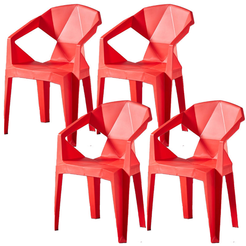 Modern Style Arm Chair Plastic Indoor Stackable Dining Chair Red 4 Piece Set Clearhalo 'Dining Chairs' 'Dining Tables & Seating' 'dining_chair' 'furn' 'furn_dining_chair' 'Furniture' 'furniture_dining_chair' 'Kitchen & Dining Furniture' 5004728