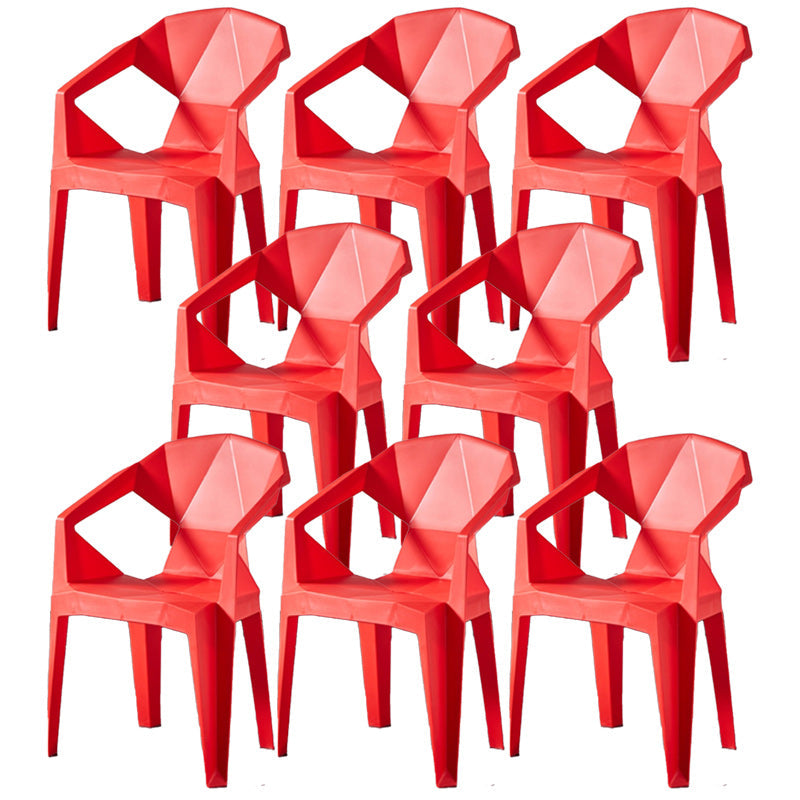 Modern Style Arm Chair Plastic Indoor Stackable Dining Chair Red 8 Piece Set Clearhalo 'Dining Chairs' 'Dining Tables & Seating' 'dining_chair' 'furn' 'furn_dining_chair' 'Furniture' 'furniture_dining_chair' 'Kitchen & Dining Furniture' 5004729