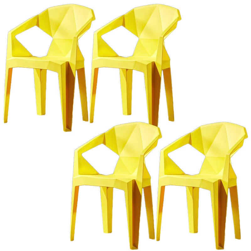 Modern Style Arm Chair Plastic Indoor Stackable Dining Chair Yellow 4 Piece Set Clearhalo 'Dining Chairs' 'Dining Tables & Seating' 'dining_chair' 'furn' 'furn_dining_chair' 'Furniture' 'furniture_dining_chair' 'Kitchen & Dining Furniture' 5004730