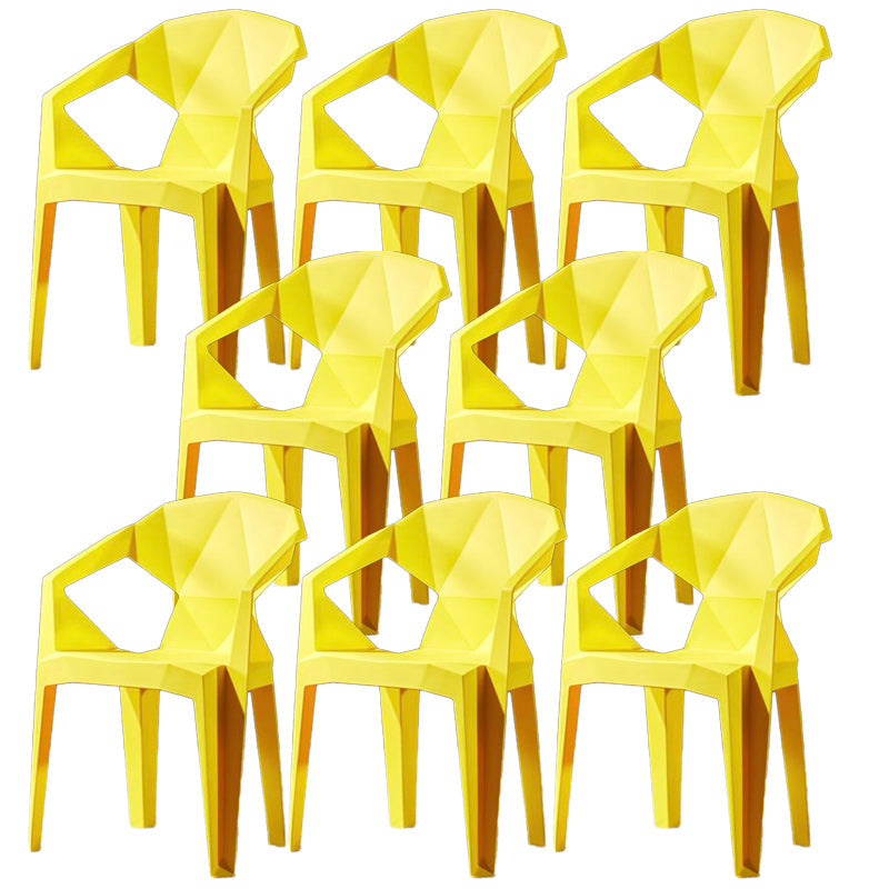 Modern Style Arm Chair Plastic Indoor Stackable Dining Chair Yellow 8 Piece Set Clearhalo 'Dining Chairs' 'Dining Tables & Seating' 'dining_chair' 'furn' 'furn_dining_chair' 'Furniture' 'furniture_dining_chair' 'Kitchen & Dining Furniture' 5004731