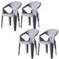 Modern Style Arm Chair Plastic Indoor Stackable Dining Chair Grey 4 Piece Set Clearhalo 'Dining Chairs' 'Dining Tables & Seating' 'dining_chair' 'furn' 'furn_dining_chair' 'Furniture' 'furniture_dining_chair' 'Kitchen & Dining Furniture' 5004732