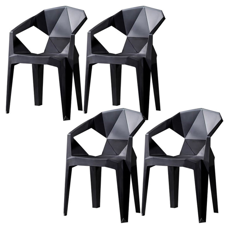 Modern Style Arm Chair Plastic Indoor Stackable Dining Chair Black 4 Piece Set Clearhalo 'Dining Chairs' 'Dining Tables & Seating' 'dining_chair' 'furn' 'furn_dining_chair' 'Furniture' 'furniture_dining_chair' 'Kitchen & Dining Furniture' 5004734