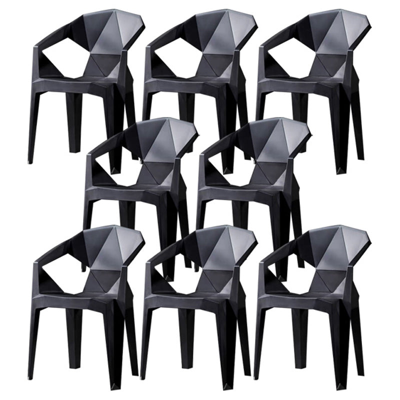 Modern Style Arm Chair Plastic Indoor Stackable Dining Chair Black 8 Piece Set Clearhalo 'Dining Chairs' 'Dining Tables & Seating' 'dining_chair' 'furn' 'furn_dining_chair' 'Furniture' 'furniture_dining_chair' 'Kitchen & Dining Furniture' 5004735