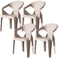 Modern Style Arm Chair Plastic Indoor Stackable Dining Chair Khaki 4 Piece Set Clearhalo 'Dining Chairs' 'Dining Tables & Seating' 'dining_chair' 'furn' 'furn_dining_chair' 'Furniture' 'furniture_dining_chair' 'Kitchen & Dining Furniture' 5004736