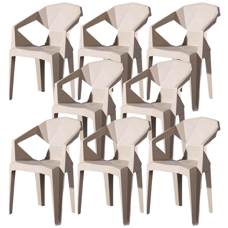 Modern Style Arm Chair Plastic Indoor Stackable Dining Chair Khaki 8 Piece Set Clearhalo 'Dining Chairs' 'Dining Tables & Seating' 'dining_chair' 'furn' 'furn_dining_chair' 'Furniture' 'furniture_dining_chair' 'Kitchen & Dining Furniture' 5004737