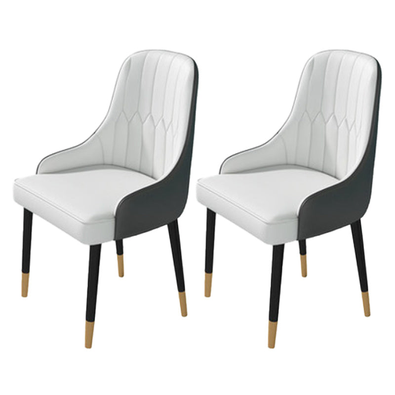 Nordic Dining Room Dining Chairs Armless Faux Leather Kitchen Side Chairs White-Gray 2 Piece Set Clearhalo 'Dining Chairs' 'Dining Tables & Seating' 'dining_chair' 'furn' 'furn_dining_chair' 'Furniture' 'furniture_dining_chair' 'Kitchen & Dining Furniture' 5004740