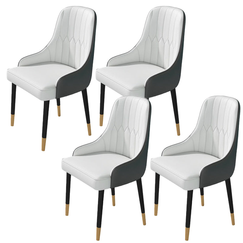 Nordic Dining Room Dining Chairs Armless Faux Leather Kitchen Side Chairs White-Gray 4 Piece Set Clearhalo 'Dining Chairs' 'Dining Tables & Seating' 'dining_chair' 'furn' 'furn_dining_chair' 'Furniture' 'furniture_dining_chair' 'Kitchen & Dining Furniture' 5004742
