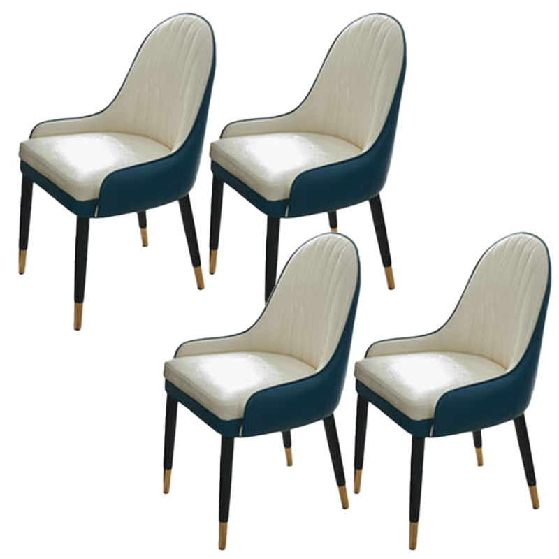 Nordic Dining Room Dining Chairs Armless Faux Leather Kitchen Side Chairs White-Blue 4 Piece Set Clearhalo 'Dining Chairs' 'Dining Tables & Seating' 'dining_chair' 'furn' 'furn_dining_chair' 'Furniture' 'furniture_dining_chair' 'Kitchen & Dining Furniture' 5004750