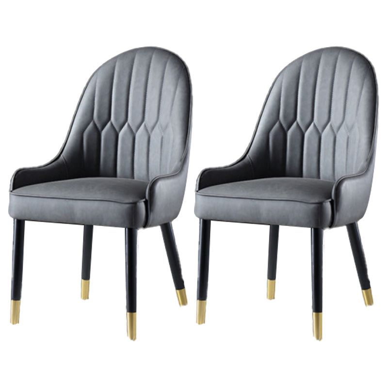 Nordic Dining Room Dining Chairs Armless Faux Leather Kitchen Side Chairs Grey 2 Piece Set Clearhalo 'Dining Chairs' 'Dining Tables & Seating' 'dining_chair' 'furn' 'furn_dining_chair' 'Furniture' 'furniture_dining_chair' 'Kitchen & Dining Furniture' 5004754