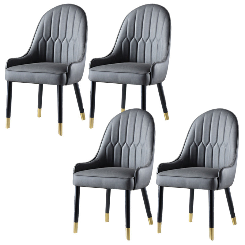 Nordic Dining Room Dining Chairs Armless Faux Leather Kitchen Side Chairs Grey 4 Piece Set Clearhalo 'Dining Chairs' 'Dining Tables & Seating' 'dining_chair' 'furn' 'furn_dining_chair' 'Furniture' 'furniture_dining_chair' 'Kitchen & Dining Furniture' 5004755