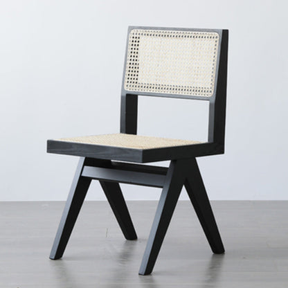 Armless Dining Chairs Modern Solid Wood Side Chairs for Dining Room Black Non-Upholstered Chair(s) 1 Piece Clearhalo 'Dining Chairs' 'Dining Tables & Seating' 'dining_chair' 'furn' 'furn_dining_chair' 'Furniture' 'furniture_dining_chair' 'Kitchen & Dining Furniture' 5004763