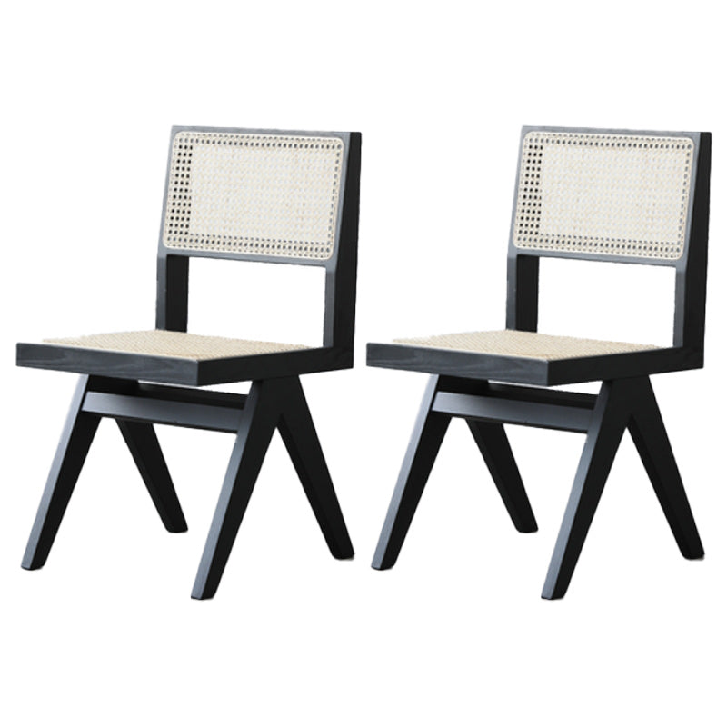Armless Dining Chairs Modern Solid Wood Side Chairs for Dining Room Black Non-Upholstered Chair(s) 2 Piece Set Clearhalo 'Dining Chairs' 'Dining Tables & Seating' 'dining_chair' 'furn' 'furn_dining_chair' 'Furniture' 'furniture_dining_chair' 'Kitchen & Dining Furniture' 5004766