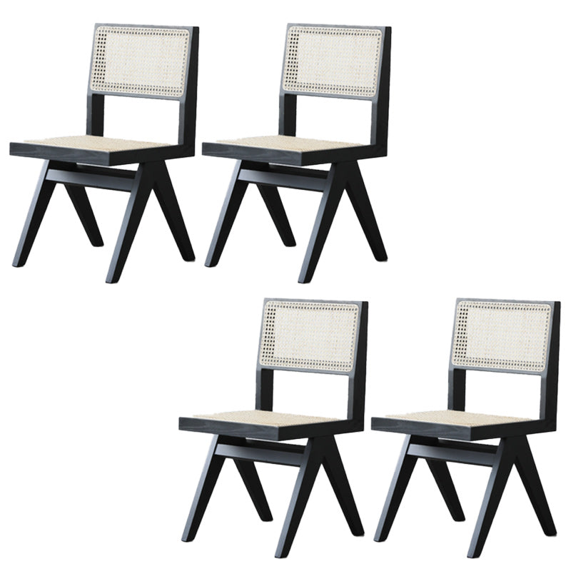 Armless Dining Chairs Modern Solid Wood Side Chairs for Dining Room Black Non-Upholstered Chair(s) 4 Piece Set Clearhalo 'Dining Chairs' 'Dining Tables & Seating' 'dining_chair' 'furn' 'furn_dining_chair' 'Furniture' 'furniture_dining_chair' 'Kitchen & Dining Furniture' 5004768
