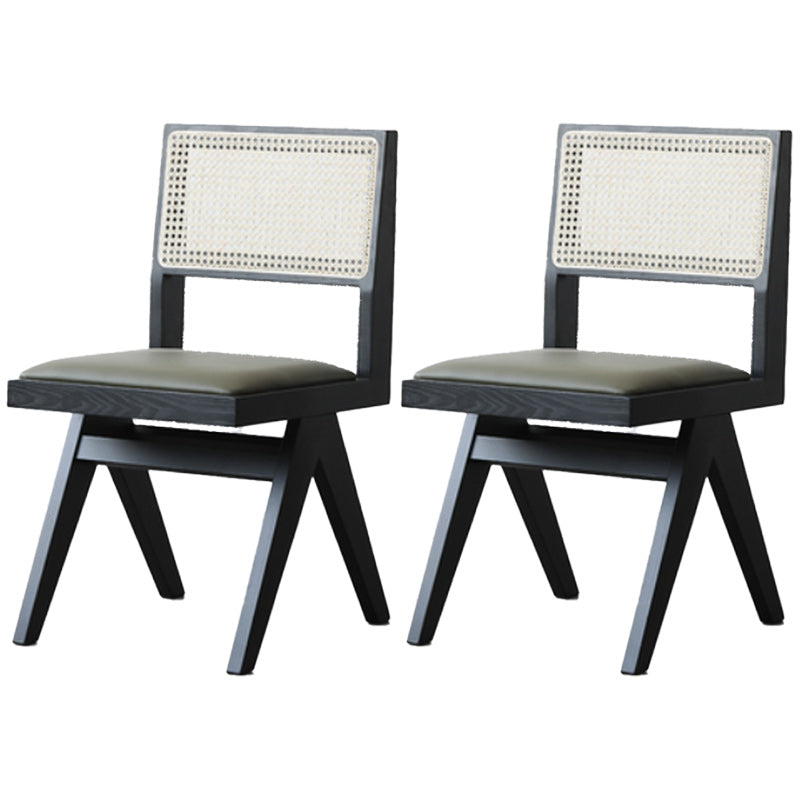 Armless Dining Chairs Modern Solid Wood Side Chairs for Dining Room Black Upholstered Chair(s) 2 Piece Set Clearhalo 'Dining Chairs' 'Dining Tables & Seating' 'dining_chair' 'furn' 'furn_dining_chair' 'Furniture' 'furniture_dining_chair' 'Kitchen & Dining Furniture' 5004782