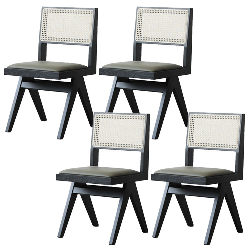 Armless Dining Chairs Modern Solid Wood Side Chairs for Dining Room Black Upholstered Chair(s) 4 Piece Set Clearhalo 'Dining Chairs' 'Dining Tables & Seating' 'dining_chair' 'furn' 'furn_dining_chair' 'Furniture' 'furniture_dining_chair' 'Kitchen & Dining Furniture' 5004784