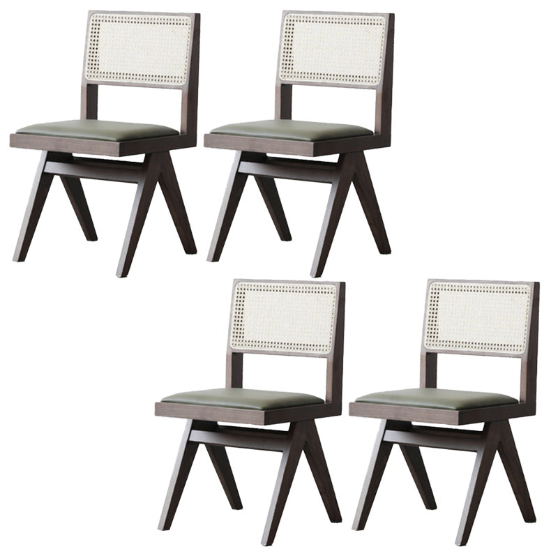 Armless Dining Chairs Modern Solid Wood Side Chairs for Dining Room Walnut Upholstered Chair(s) 4 Piece Set Clearhalo 'Dining Chairs' 'Dining Tables & Seating' 'dining_chair' 'furn' 'furn_dining_chair' 'Furniture' 'furniture_dining_chair' 'Kitchen & Dining Furniture' 5004788