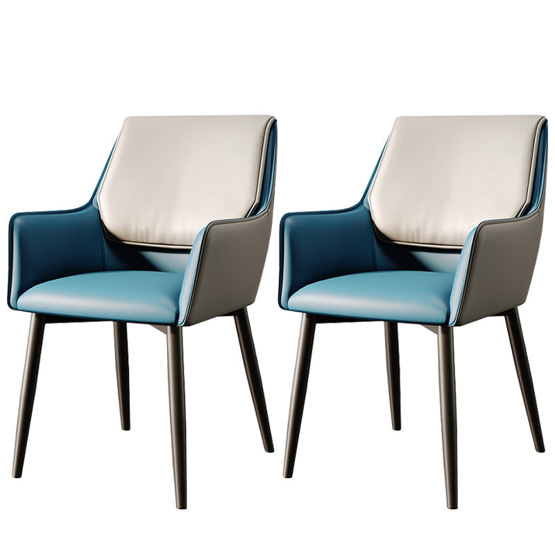 Modern Style Parsons Arm Chair Leather Dining Chair for Dining Room Blue-Gray Set of 2 Clearhalo 'Dining Chairs' 'Dining Tables & Seating' 'dining_chair' 'Furniture' 'furniture_dining_chair' 'Kitchen & Dining Furniture' 5004794