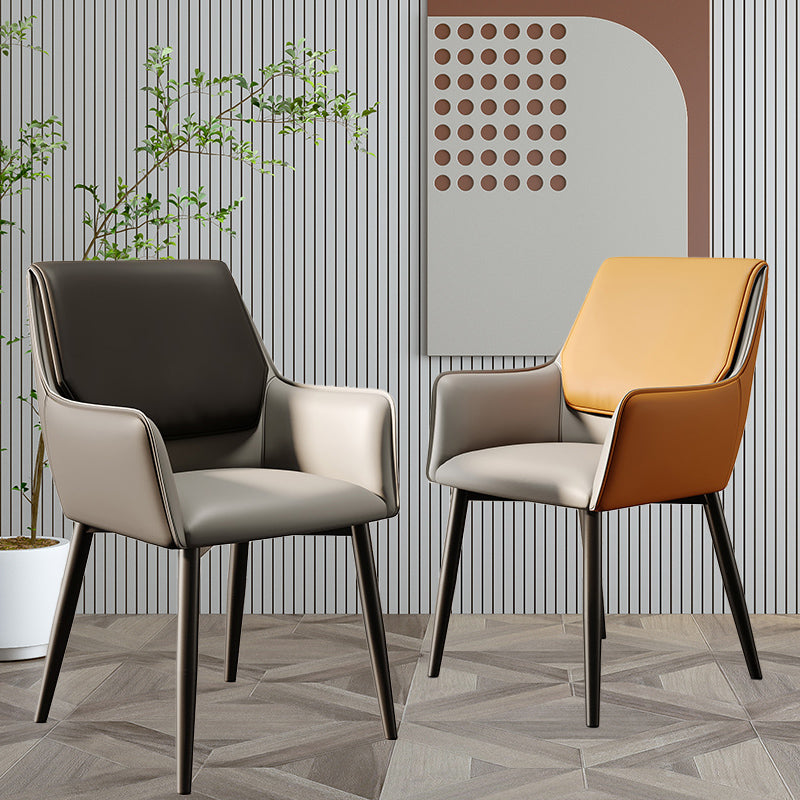 Modern Style Parsons Arm Chair Leather Dining Chair for Dining Room Clearhalo 'Dining Chairs' 'Dining Tables & Seating' 'dining_chair' 'Furniture' 'furniture_dining_chair' 'Kitchen & Dining Furniture' 5004795