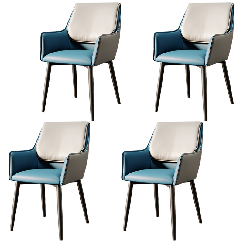 Modern Style Parsons Arm Chair Leather Dining Chair for Dining Room Blue-Gray Set of 4 Clearhalo 'Dining Chairs' 'Dining Tables & Seating' 'dining_chair' 'Furniture' 'furniture_dining_chair' 'Kitchen & Dining Furniture' 5004796