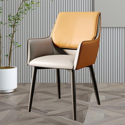 Modern Style Parsons Arm Chair Leather Dining Chair for Dining Room Orange-Gray 1 Piece Clearhalo 'Dining Chairs' 'Dining Tables & Seating' 'dining_chair' 'Furniture' 'furniture_dining_chair' 'Kitchen & Dining Furniture' 5004798