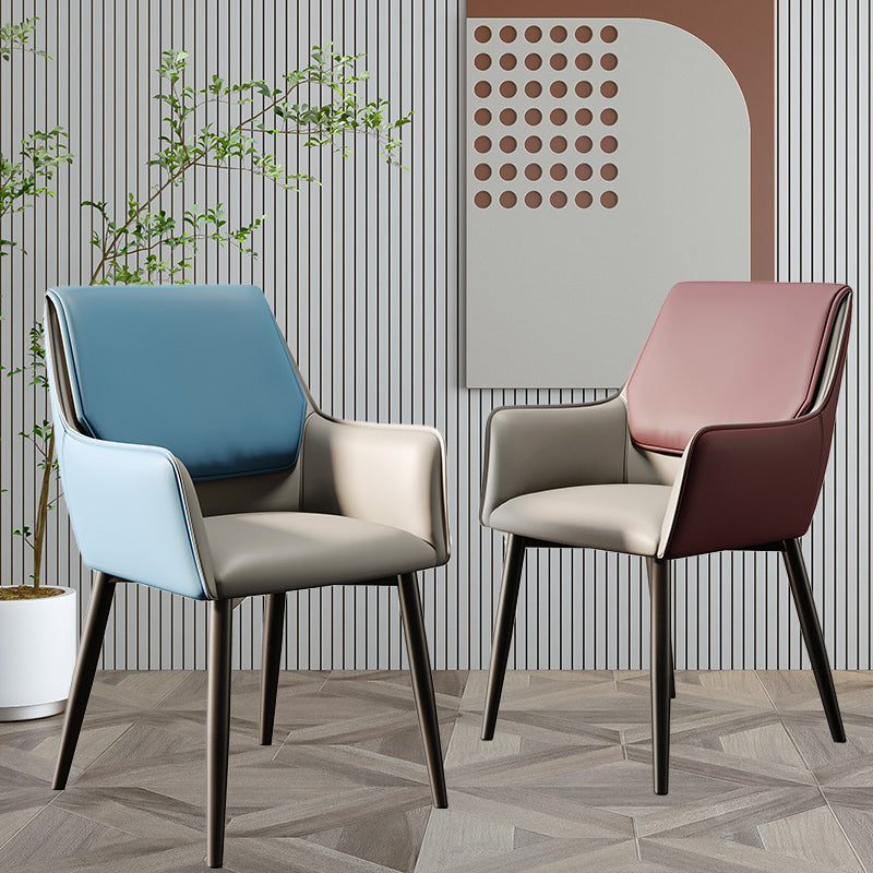 Modern Style Parsons Arm Chair Leather Dining Chair for Dining Room Clearhalo 'Dining Chairs' 'Dining Tables & Seating' 'dining_chair' 'Furniture' 'furniture_dining_chair' 'Kitchen & Dining Furniture' 5004799