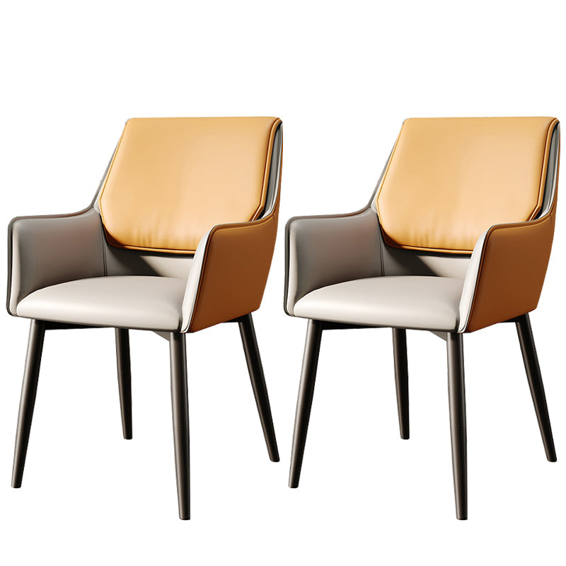Modern Style Parsons Arm Chair Leather Dining Chair for Dining Room Orange-Gray Set of 2 Clearhalo 'Dining Chairs' 'Dining Tables & Seating' 'dining_chair' 'Furniture' 'furniture_dining_chair' 'Kitchen & Dining Furniture' 5004801