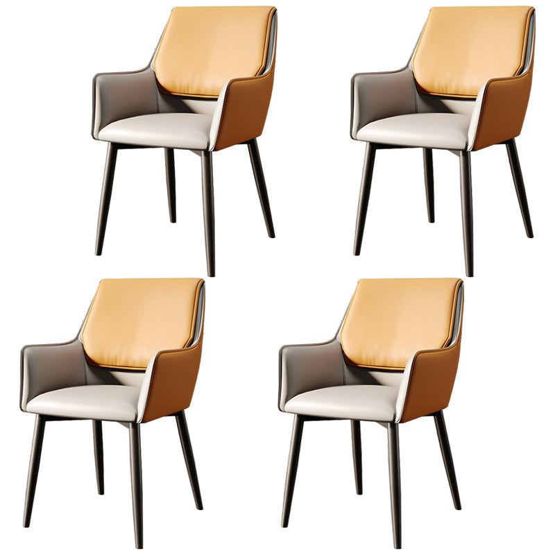 Modern Style Parsons Arm Chair Leather Dining Chair for Dining Room Orange-Gray Set of 4 Clearhalo 'Dining Chairs' 'Dining Tables & Seating' 'dining_chair' 'Furniture' 'furniture_dining_chair' 'Kitchen & Dining Furniture' 5004802