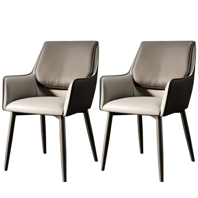Modern Style Parsons Arm Chair Leather Dining Chair for Dining Room Grey Set of 2 Clearhalo 'Dining Chairs' 'Dining Tables & Seating' 'dining_chair' 'Furniture' 'furniture_dining_chair' 'Kitchen & Dining Furniture' 5004806