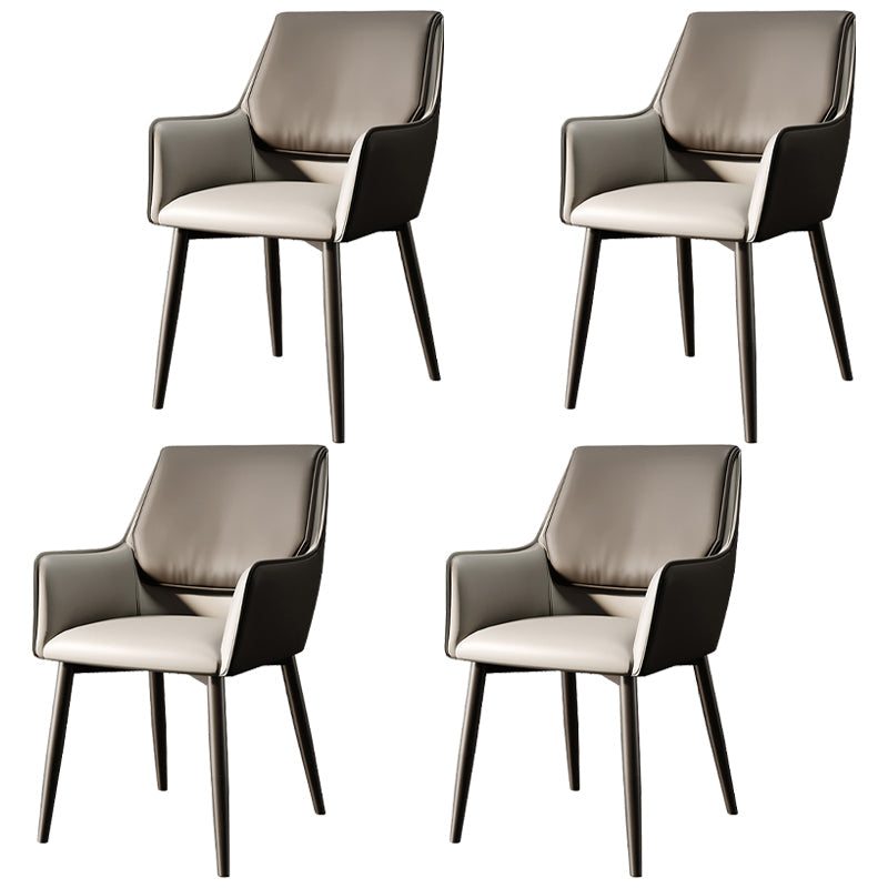 Modern Style Parsons Arm Chair Leather Dining Chair for Dining Room Grey Set of 4 Clearhalo 'Dining Chairs' 'Dining Tables & Seating' 'dining_chair' 'Furniture' 'furniture_dining_chair' 'Kitchen & Dining Furniture' 5004809
