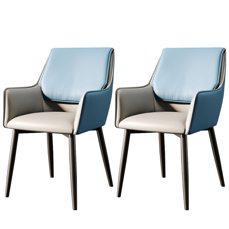 Modern Style Parsons Arm Chair Leather Dining Chair for Dining Room Gray-Blue Set of 2 Clearhalo 'Dining Chairs' 'Dining Tables & Seating' 'dining_chair' 'Furniture' 'furniture_dining_chair' 'Kitchen & Dining Furniture' 5004813