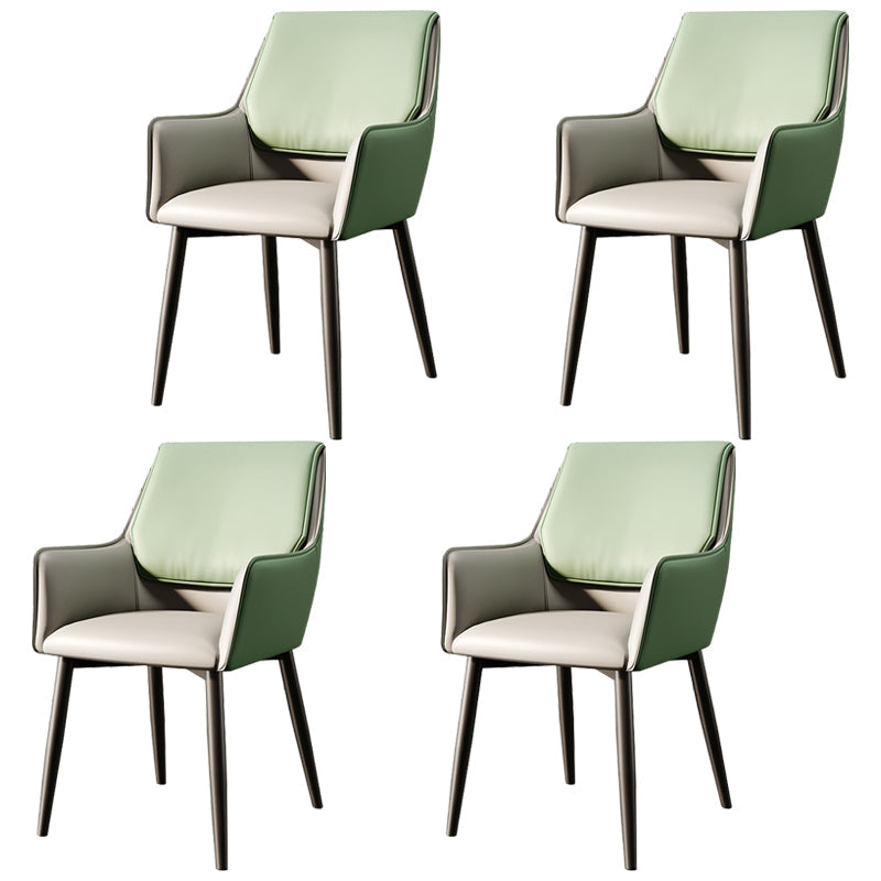 Modern Style Parsons Arm Chair Leather Dining Chair for Dining Room Gray-Green Set of 4 Clearhalo 'Dining Chairs' 'Dining Tables & Seating' 'dining_chair' 'Furniture' 'furniture_dining_chair' 'Kitchen & Dining Furniture' 5004820