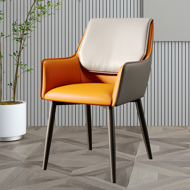 Modern Style Parsons Arm Chair Leather Dining Chair for Dining Room Gray-Orange 1 Piece Clearhalo 'Dining Chairs' 'Dining Tables & Seating' 'dining_chair' 'Furniture' 'furniture_dining_chair' 'Kitchen & Dining Furniture' 5004821