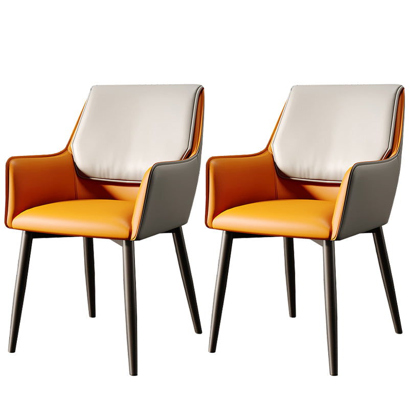 Modern Style Parsons Arm Chair Leather Dining Chair for Dining Room Gray-Orange Set of 2 Clearhalo 'Dining Chairs' 'Dining Tables & Seating' 'dining_chair' 'Furniture' 'furniture_dining_chair' 'Kitchen & Dining Furniture' 5004822