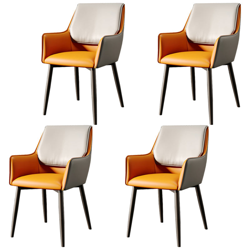 Modern Style Parsons Arm Chair Leather Dining Chair for Dining Room Gray-Orange Set of 4 Clearhalo 'Dining Chairs' 'Dining Tables & Seating' 'dining_chair' 'Furniture' 'furniture_dining_chair' 'Kitchen & Dining Furniture' 5004823