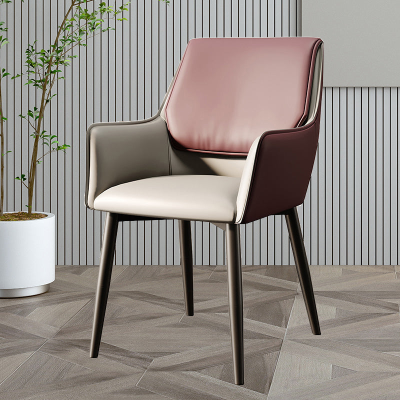 Modern Style Parsons Arm Chair Leather Dining Chair for Dining Room Gray Coffee 1 Piece Clearhalo 'Dining Chairs' 'Dining Tables & Seating' 'dining_chair' 'Furniture' 'furniture_dining_chair' 'Kitchen & Dining Furniture' 5004824
