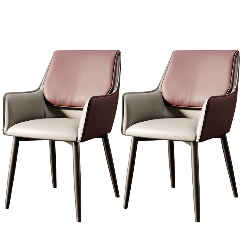 Modern Style Parsons Arm Chair Leather Dining Chair for Dining Room Gray Coffee Set of 2 Clearhalo 'Dining Chairs' 'Dining Tables & Seating' 'dining_chair' 'Furniture' 'furniture_dining_chair' 'Kitchen & Dining Furniture' 5004825