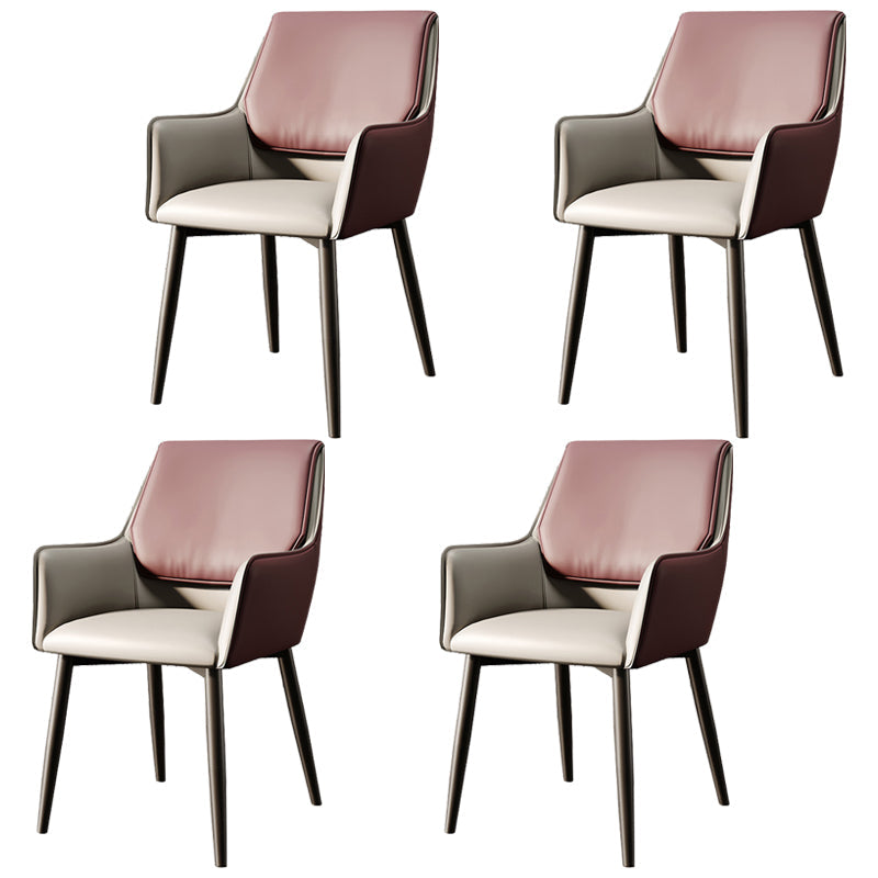 Modern Style Parsons Arm Chair Leather Dining Chair for Dining Room Gray Coffee Set of 4 Clearhalo 'Dining Chairs' 'Dining Tables & Seating' 'dining_chair' 'Furniture' 'furniture_dining_chair' 'Kitchen & Dining Furniture' 5004826