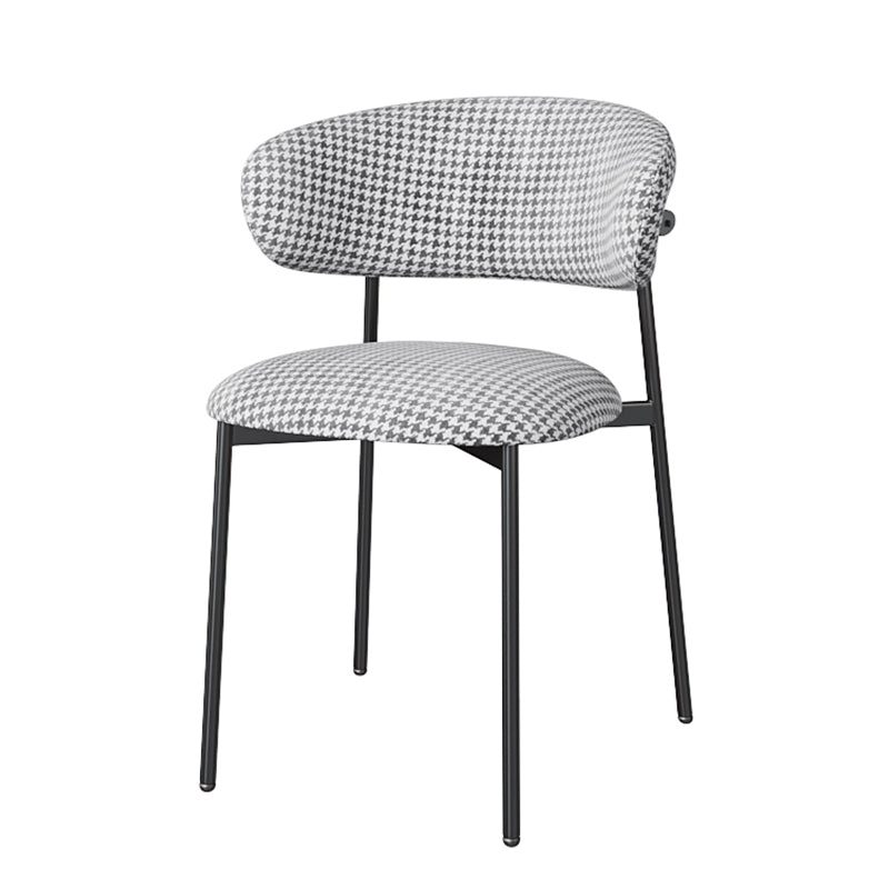 Glam Style Dining Chair Upholstered Open Back Dining Chair for Home Black White 1 Piece Clearhalo 'Dining Chairs' 'Dining Tables & Seating' 'dining_chair' 'furn' 'furn_dining_chair' 'Furniture' 'furniture_dining_chair' 'Kitchen & Dining Furniture' 5004835