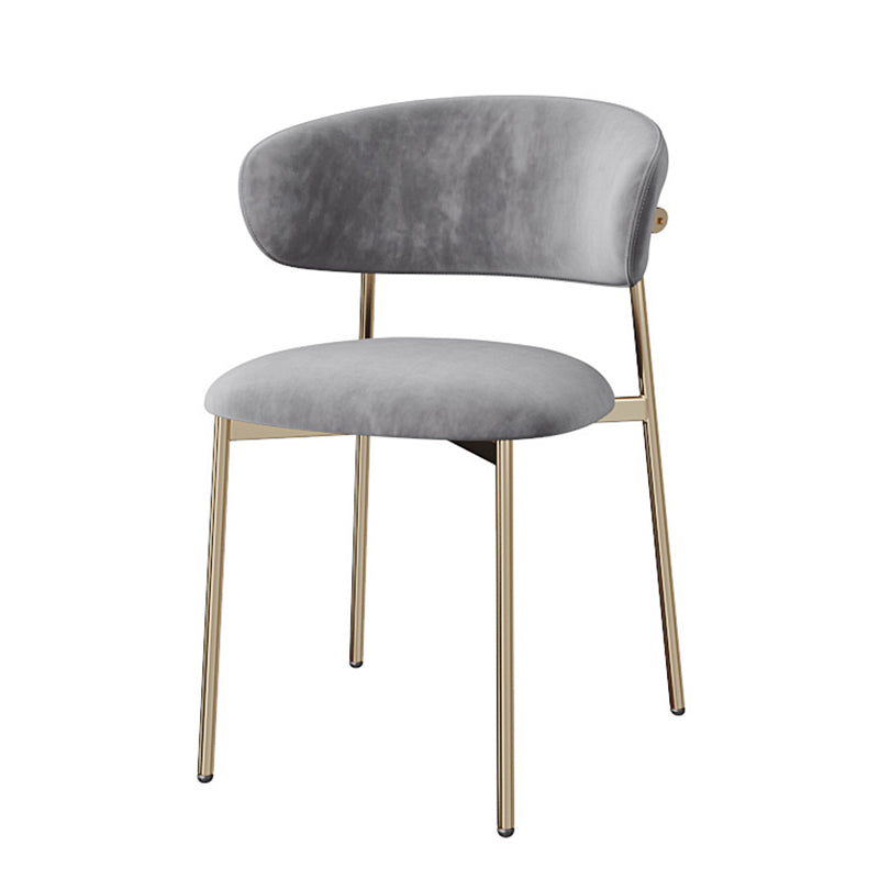 Glam Style Dining Chair Upholstered Open Back Dining Chair for Home Grey-Gold 1 Piece Clearhalo 'Dining Chairs' 'Dining Tables & Seating' 'dining_chair' 'furn' 'furn_dining_chair' 'Furniture' 'furniture_dining_chair' 'Kitchen & Dining Furniture' 5004841