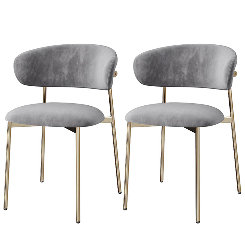 Glam Style Dining Chair Upholstered Open Back Dining Chair for Home Grey-Gold 2 Piece Set Clearhalo 'Dining Chairs' 'Dining Tables & Seating' 'dining_chair' 'furn' 'furn_dining_chair' 'Furniture' 'furniture_dining_chair' 'Kitchen & Dining Furniture' 5004843