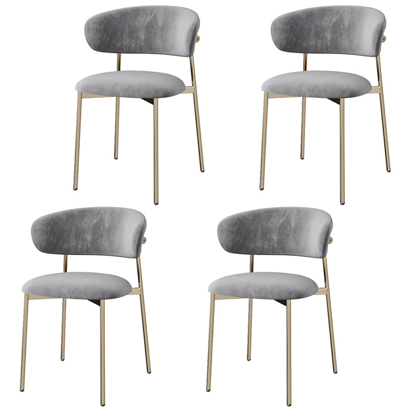 Glam Style Dining Chair Upholstered Open Back Dining Chair for Home Grey-Gold 4 Piece Set Clearhalo 'Dining Chairs' 'Dining Tables & Seating' 'dining_chair' 'furn' 'furn_dining_chair' 'Furniture' 'furniture_dining_chair' 'Kitchen & Dining Furniture' 5004845