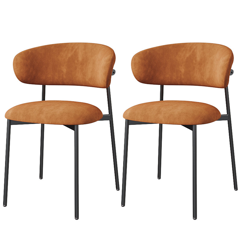 Glam Style Dining Chair Upholstered Open Back Dining Chair for Home Black-Orange 2 Piece Set Clearhalo 'Dining Chairs' 'Dining Tables & Seating' 'dining_chair' 'furn' 'furn_dining_chair' 'Furniture' 'furniture_dining_chair' 'Kitchen & Dining Furniture' 5004848