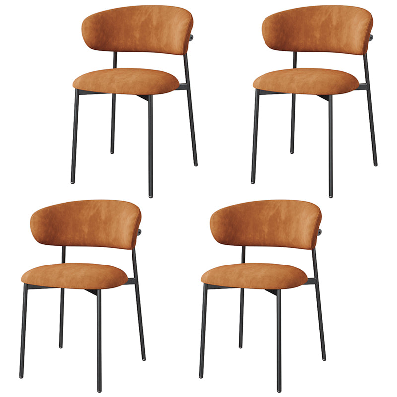 Glam Style Dining Chair Upholstered Open Back Dining Chair for Home Black-Orange 4 Piece Set Clearhalo 'Dining Chairs' 'Dining Tables & Seating' 'dining_chair' 'furn' 'furn_dining_chair' 'Furniture' 'furniture_dining_chair' 'Kitchen & Dining Furniture' 5004849