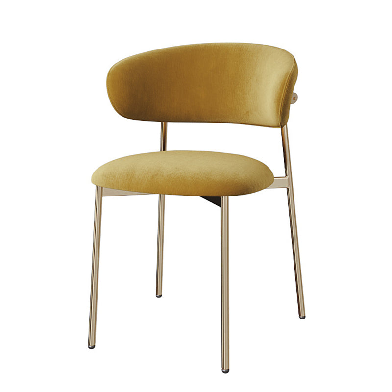Glam Style Dining Chair Upholstered Open Back Dining Chair for Home Yellow 1 Piece Clearhalo 'Dining Chairs' 'Dining Tables & Seating' 'dining_chair' 'furn' 'furn_dining_chair' 'Furniture' 'furniture_dining_chair' 'Kitchen & Dining Furniture' 5004850
