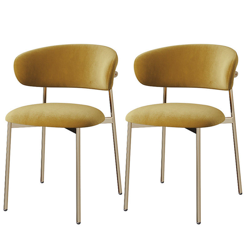 Glam Style Dining Chair Upholstered Open Back Dining Chair for Home Yellow 2 Piece Set Clearhalo 'Dining Chairs' 'Dining Tables & Seating' 'dining_chair' 'furn' 'furn_dining_chair' 'Furniture' 'furniture_dining_chair' 'Kitchen & Dining Furniture' 5004851