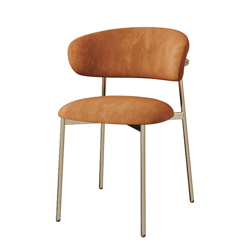 Glam Style Dining Chair Upholstered Open Back Dining Chair for Home Orange Gold 1 Piece Clearhalo 'Dining Chairs' 'Dining Tables & Seating' 'dining_chair' 'furn' 'furn_dining_chair' 'Furniture' 'furniture_dining_chair' 'Kitchen & Dining Furniture' 5004853